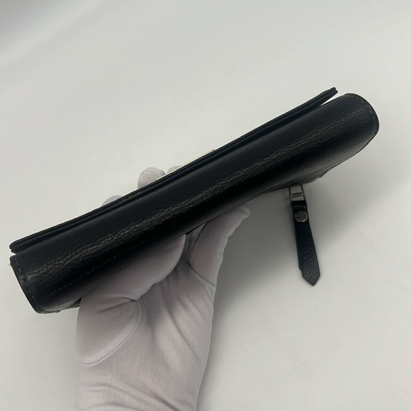 Fossil Issue No. 1954 Cowhide Leather Flap Clutch Wallet Black - Picture 8 of 15